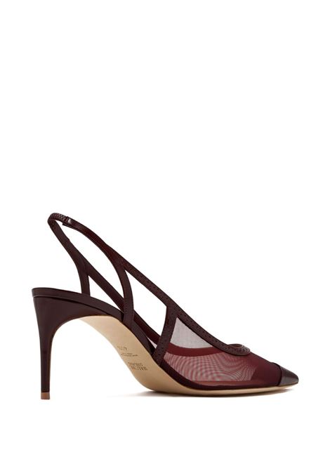 Burgundy mesh-panelled pointed-toe slingback pumps Malone souliers - women MALONE SOULIERS | AUBREY702BRGNDY